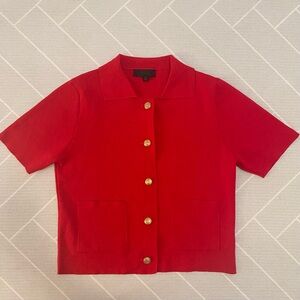 Zara Red Knit Short Sleeves Cardigan Women’s Size L